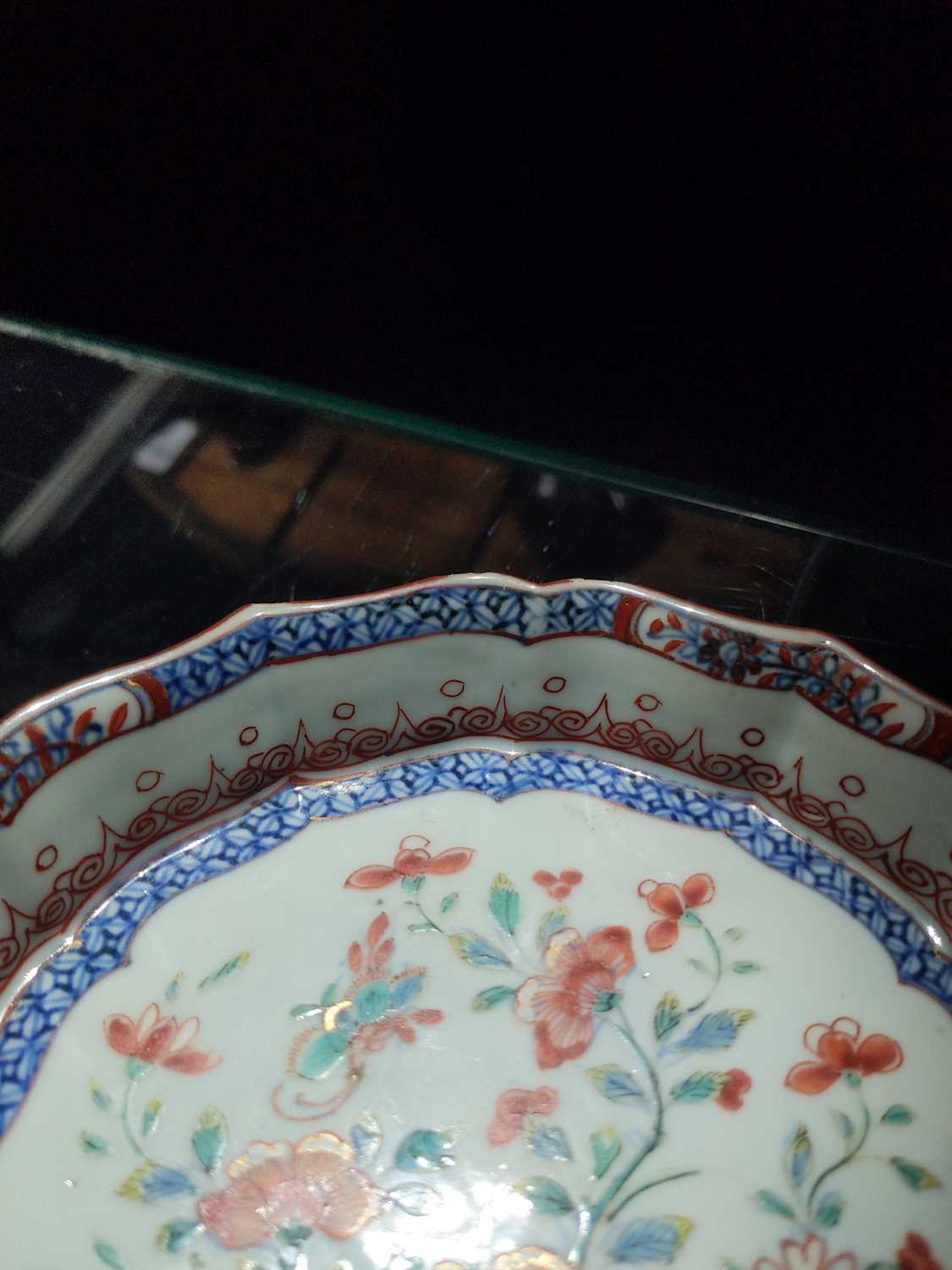 A Dutch-Decorated Chinese Porcelain Dish, Qianlong, of silver shape, painted in enamels and - Image 3 of 6