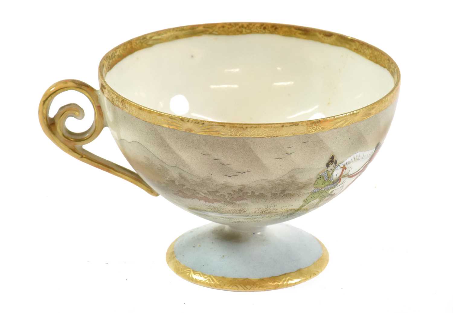 A Kutani Porcelain Teapot and Cover, circa 1900, of ovoid form, painted, printed and gilt with a - Image 15 of 64