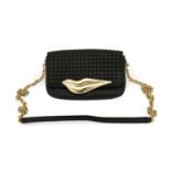 Diane Von Furstenberg Black Flirty Mini Quilted Crossbody Bag, adorned with gilt metal signature