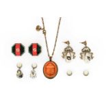 A Quantity of Costume Jewellery, comprising of a Gucci pendant on chain, two pairs of Gucci