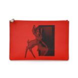 Givenchy 'Bambi' Red Leather Clutch Bag with a printed image of bambi to the front on textured
