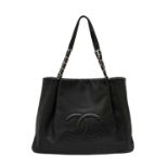 Circa 2011 Chanel Black Leather Shoulder Bag, with inverted pleat details to the front and back,