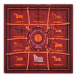 Hermès Silk Scarf, Couvertures et Tenues de Jour Designed by Jacques Eudel, depicting horses wearing