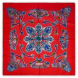 Hermès Silk Scarf, Anemones Designed By Cathy Latham, comprising a central flower head within a