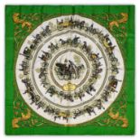 Hermès Silk Scarf, La Promenade de Longchamps Designed by Ledoux, worked on a circular format with