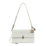 Circa 2007 Balenciaga White Leather Faux Crocodile Padlock Shoulder Bag, with pewter tone