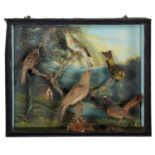 Taxidermy: A Late Victorian Cased Diorama of British Woodland Birds, circa 1880-1900, by W.