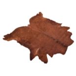 Skins/Hides: A French Cow Hide Rug (Bos taurus), modern, a large brown cow hide floor rug, overall