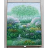 Tom Alderson ''Barningham Park Waterfall'' Signed oil on canvas; together with an acrylic on board
