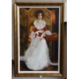 Ludmilla Curilova (Contemporary) MoldovanElegant lady seated in an armchairSigned, acrylic on