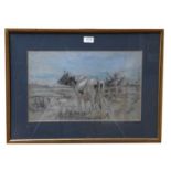Attributed to Anton Mauve (1838-1888) Dutch Cow in a landscape Pastel, 27cm by 44cm