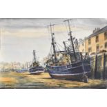 Jack Rigg (b.1927) Boats in a harbour Signed, watercolour, together with a companion, signed and