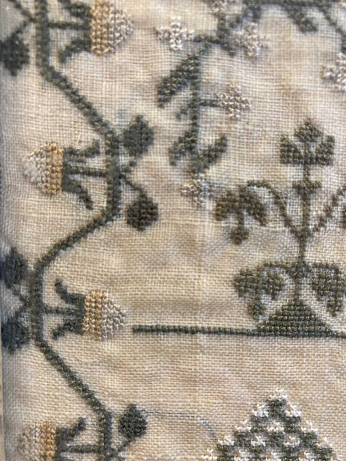 19th Century Needlework Sampler Worked by Emily Tufton Aged 12, 1865, the canvas is split into - Image 3 of 5