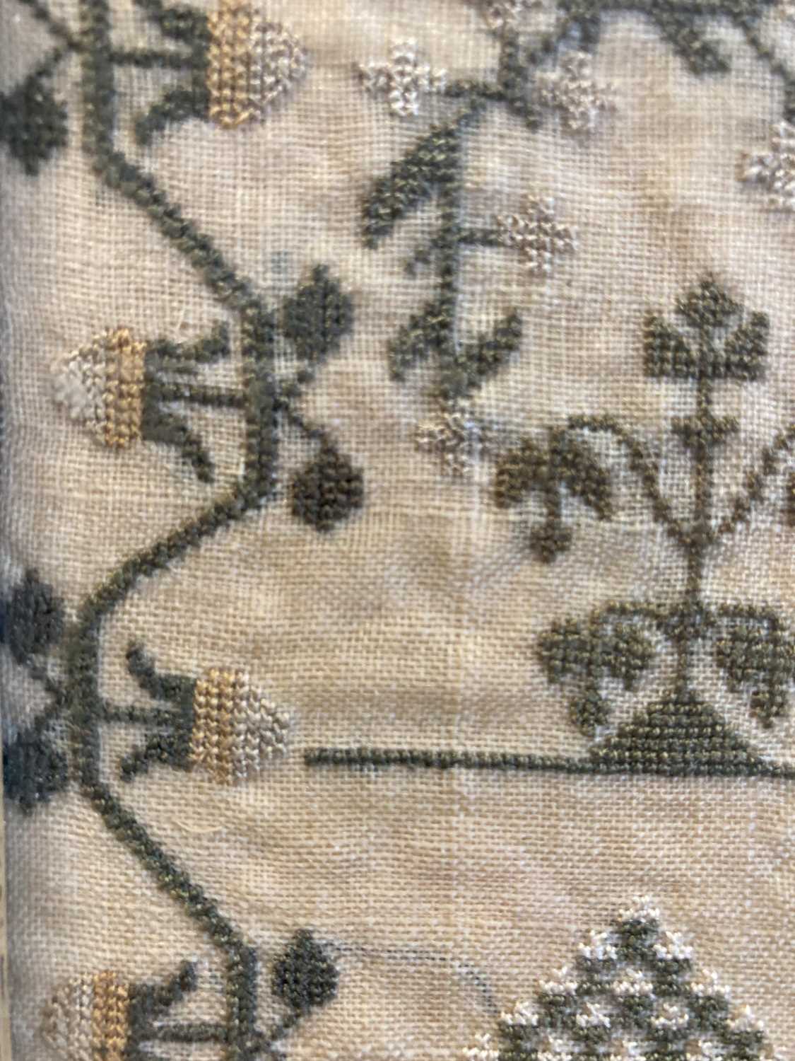 19th Century Needlework Sampler Worked by Emily Tufton Aged 12, 1865, the canvas is split into - Image 5 of 5