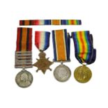 A Boer War/First World War Group of Four Medals, comprising Queen's South Africa Medal with five