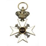 A Belgian 1830 Revolution Volunteer's Cross, in silver, black and white enamel