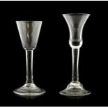 A Wine Glass, circa 1750, the bell shaped bowl on a plain stem and domed foot17.5cm highA Similar
