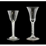 A Wine Glass, circa 1750, the bell-shaped bowl on an opaque twist stem and circular foot16cm highA