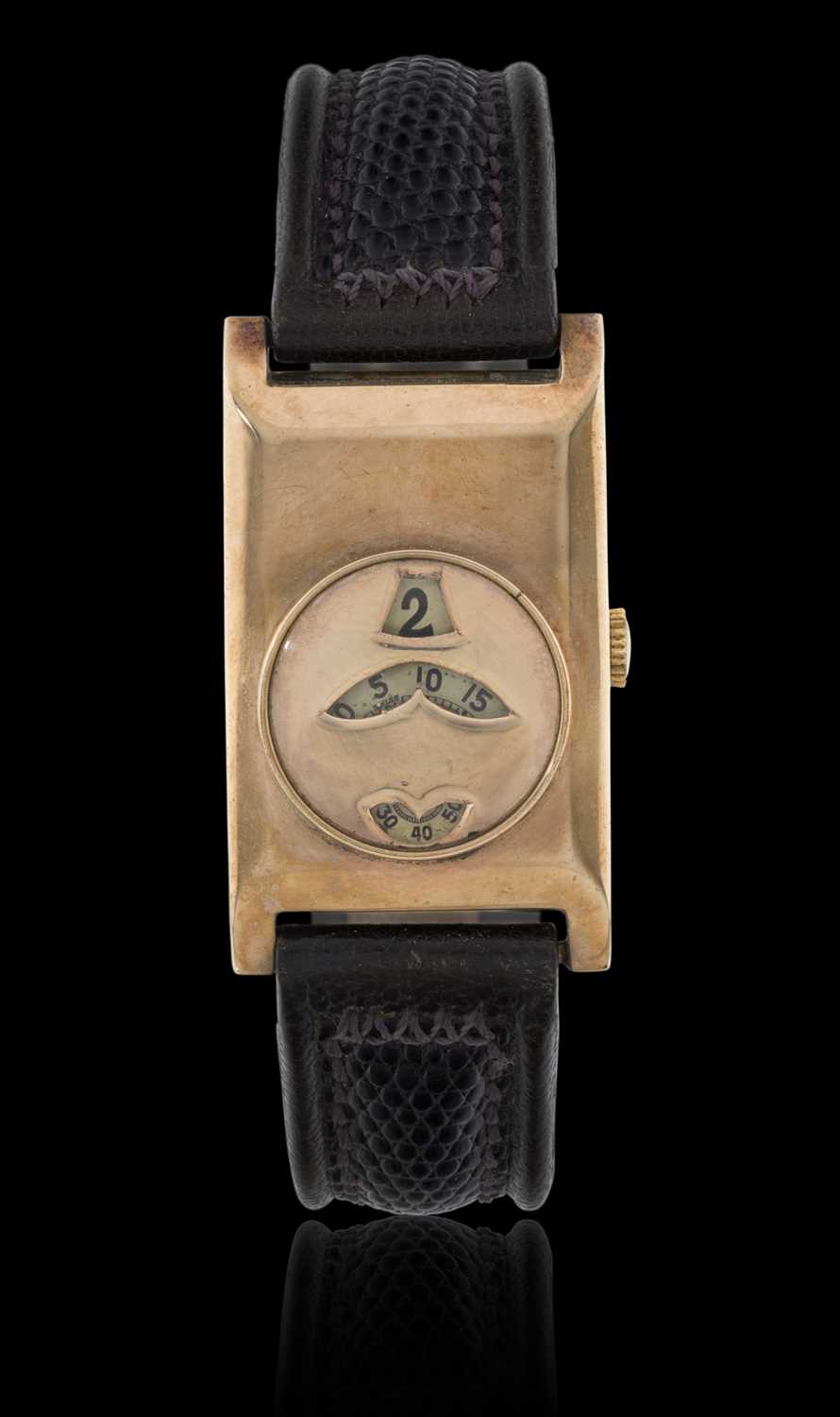 An Unusual Art Deco 9 Carat Gold Digital Display Wristwatch 1932