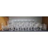 Stuart Crystal Suite of art deco ''Victoria'' glasses, comprising Six large tumblers, 6 liqueur, 6