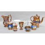 A Collection of Victorian Copper, Silver and Pink Lustre Wares, together with Various Victorian Mugs