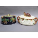 A Late 18th/Early 20th Century Porcelain Game Pie Dish, together with a further game pie dish, the