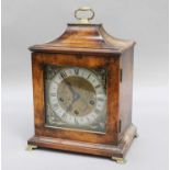 A German Chiming Mantle Clock, early 20th century, the triple barrel movement with a platform