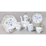 Royal Copenhagen Teawares, decorated with blue flowers on a white ground, including teapot, hotwater