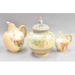 Royal Worcester Blush Ivory, comprising a vase and cover shape no.1286 with puce backstamp, 20cm