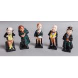 Five Royal Doulton Figures, Artful Dodger, Pickwick, Oliver Twist, Fagin and Macawber, tallest 11.