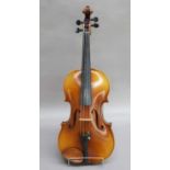 Viola 15 1/2'' two piece back labelled 'Oskar Bernhard Heinel 1927'