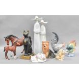 A Group of Pottery and Porcelain Model Animals, including Royal Doulton 'Greater Scaup' male and