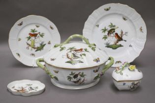 A Group of Herend Porcelain, comprising a tureen, cover and stand, a 9" plate, a small dish and a