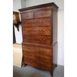 A George III Mahogany Chest on Chest, fitted with a dressing slide, 112cm by 55cm by 197cmSome
