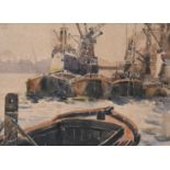 *Jell (20th Century)Shipyard at the River Thames at Wapping Signed and dated 1926, watercolour,