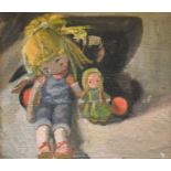 Constance Parish Buchanan (1908-2001) Still life of dollsIntialled, oil on board, 29.5cm by 33cm