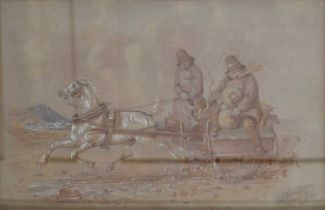 Robert Richard Scanlan (1801-1876)Horse-drawn cart with figures moving speedily through a