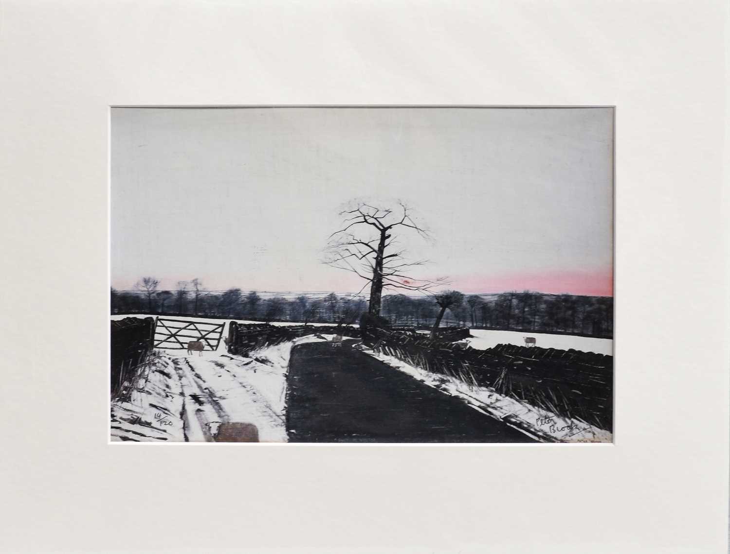 Peter Brook RBA (1927-2009)"Sheep in Winter"Signed limited edition print, numbered 14/120, 18cm by - Image 2 of 2