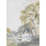 Noel Rooke (1881-1953)"Backwater at Shiplake"Signed, watercolour, 35cm by 24.5cm, together with a
