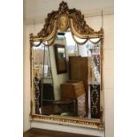 A Painted Overmantel Mirror, 20th century, in the Adam Taste, 96cm by 150cm