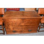 An Oak Blanket Chest, late 19th/early 20th century, 116cm by 54cm by 68cmOne or two marks to the