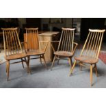 A Set of Four Ercol Dining Chairs, including two carversWater damage to all four chairs (have