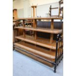 An Oak and Chrome Shop Display, 20th century, with adjustable open shelves, 182cm by 76cm by 135cm