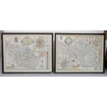 John Speed Maps, one of North Riding of Yorkshire, one of West Riding of Yorskhire, 41.5cm by 54.5cm