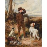 Follower of James Hardy Jnr (1832-1889)Young picker-up with his dogs and the day's bagOil on canvas,