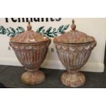 A Pair of Adam's Style Cast Iron Garden Urns, 58cm (2)