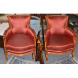A Pair of French Louis XVI Style Part Upholstered Armchairs