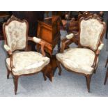 A Pair of French Walnut Fauteuils, in Louis XV style (2)