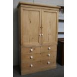 A Victorian Pine Press Cupboard, 126cm by 55cm by 203cmThe upper section is fitted with four