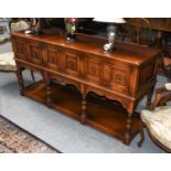 A Batheaston Oak Dresser Base, 18th century style, with three deep drawers and pot board, 172cm by